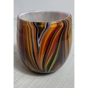 Missoni target Hand blown Multicolor Swirl Art Glass Votive Heavy